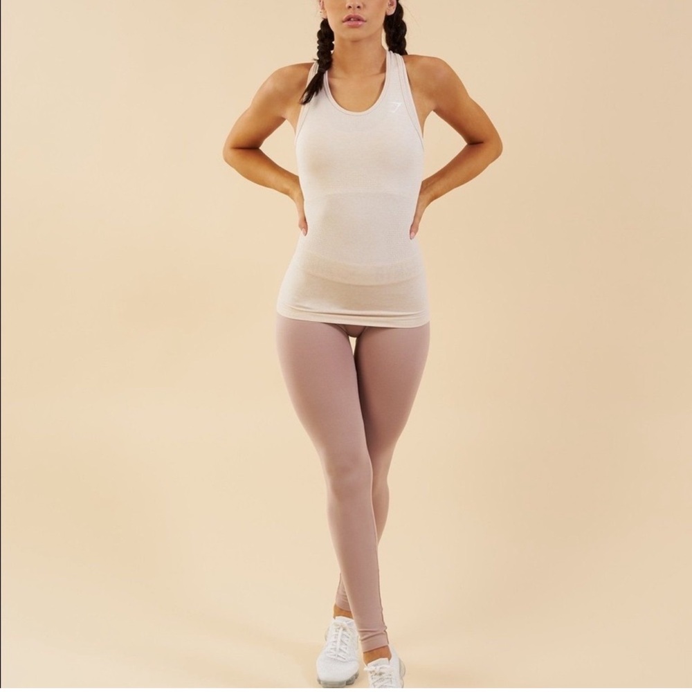 Gymshark Vital Seamless Vest, Sand/Tan Color, Size Large
